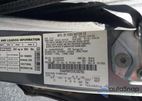 2014 Ford Fusion Titanium from USA, damaged, VIN 3FA6P0K92ER230783